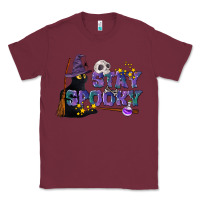Burgundy Stay Spooky With Black Cat Classic Tee - LillyAllenDesigns