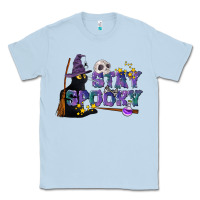 Dusty Blue Stay Spooky With Black Cat Classic Tee - LillyAllenDesigns