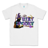 White Stay Spooky With Black Cat Classic Tee - LillyAllenDesigns