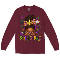 Burgundy mardi gras principal afro messy bun Long Sleeve Tee - texasbilliewilder