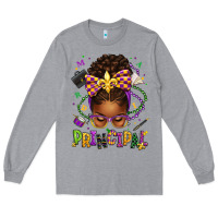 Heather Grey mardi gras principal afro messy bun Long Sleeve Tee - texasbilliewilder