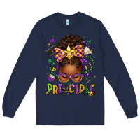 Navy mardi gras principal afro messy bun Long Sleeve Tee - texasbilliewilder