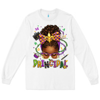 White mardi gras principal afro messy bun Long Sleeve Tee - texasbilliewilder