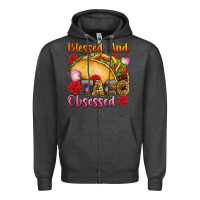 Charcoal Heather Blessed and taco obsessed Mexico Zipper Hoodie - FaDigitalArtStudio
