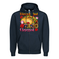Navy Blessed and taco obsessed Mexico Zipper Hoodie - FaDigitalArtStudio
