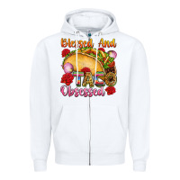 White Blessed and taco obsessed Mexico Zipper Hoodie - FaDigitalArtStudio
