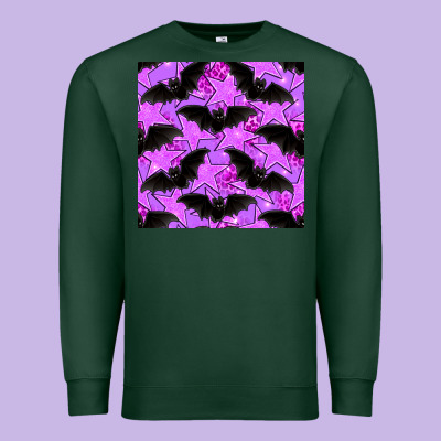 Halloween Bat And Stars Seamless Pattern Premium Sweatshirt Designed By Bundleandbundleshop