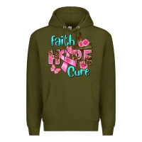 Army Green Faith hope cure Breast Cancer Premium Hoodie - FaDigitalArtStudio