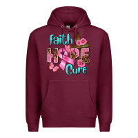 Burgundy Faith hope cure Breast Cancer Premium Hoodie - FaDigitalArtStudio