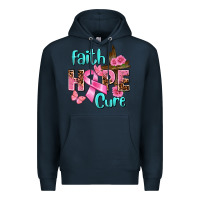 Navy Faith hope cure Breast Cancer Premium Hoodie - FaDigitalArtStudio