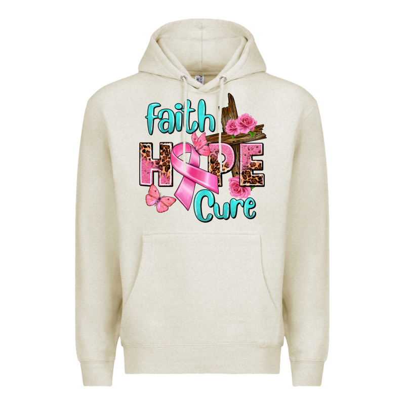 Faith Hope Cure Breast Cancer Premium Hoodie by FaDigitalArtStudio | Teevron