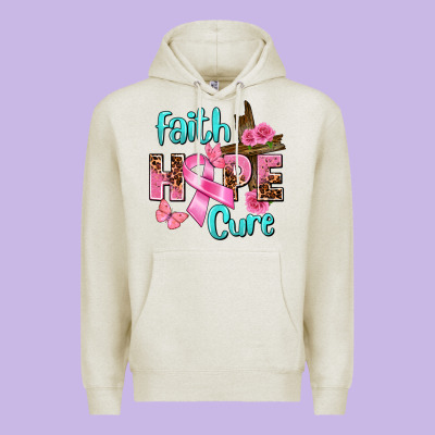 Faith Hope Cure Breast Cancer Premium Hoodie Designed By Fadigitalartstudio