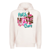 Pale Pink Faith hope cure Breast Cancer Premium Hoodie - FaDigitalArtStudio