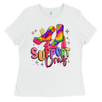 White support drag pride Ladies Tee - MaliasSmallBusiness