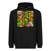 Black St. Patrick's Day Horse With Horseshoes Seamless Heavyweight Hoodie - FaDigitalArtStudio