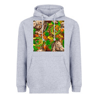 Heather Grey St. Patrick's Day Horse With Horseshoes Seamless Heavyweight Hoodie - FaDigitalArtStudio
