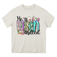 Cream he is risen indeed Heavy Core Tee - MaliasSmallBusiness
