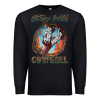 Black Stay Wild Cowgirl Premium Sweatshirt - FaDigitalArtStudio