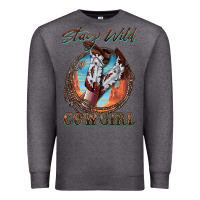 Charcoal Heather Stay Wild Cowgirl Premium Sweatshirt - FaDigitalArtStudio