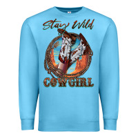 Ocean Blue Stay Wild Cowgirl Premium Sweatshirt - FaDigitalArtStudio