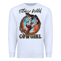 White Stay Wild Cowgirl Premium Sweatshirt - FaDigitalArtStudio