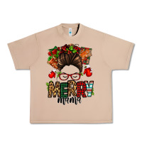 Christmas Merry Mama Messy Bun Urban Heavy Tee | Teevron