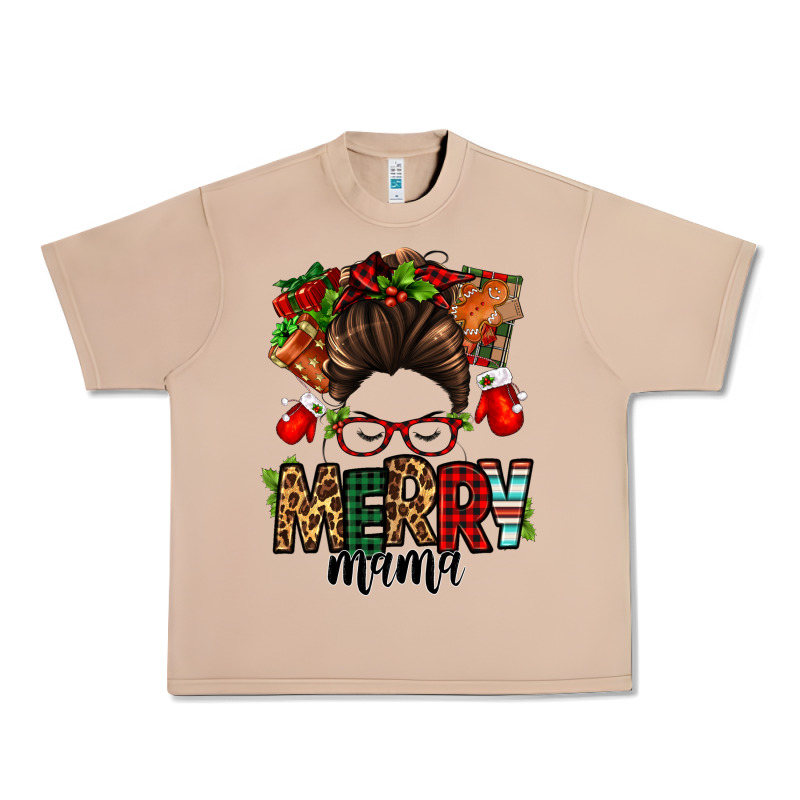 Christmas Merry Mama Messy Bun Urban Heavy Tee by Jasminsmagicworld | Teevron