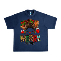 Navy Christmas merry mama messy bun Urban Heavy Tee - Jasminsmagicworld
