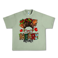 Oil Green Christmas merry mama messy bun Urban Heavy Tee - Jasminsmagicworld