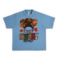 Pebble Blue Christmas merry mama messy bun Urban Heavy Tee - Jasminsmagicworld