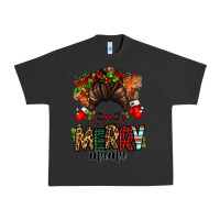 Pigment Black Christmas merry mama messy bun Urban Heavy Tee - Jasminsmagicworld