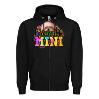 Black baseball mini Zipper Hoodie - OliviaCreatesArt