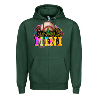 Sports Green baseball mini Zipper Hoodie - OliviaCreatesArt