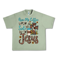 Oil Green give me coffee with a side of jesus Urban Heavy Tee - JahusDesignShop