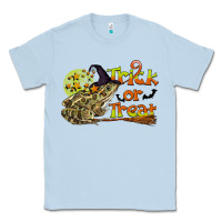 Dusty Blue Trick Or Treat With Frog Classic Tee - LillyAllenDesigns