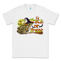 White Trick Or Treat With Frog Classic Tee - LillyAllenDesigns