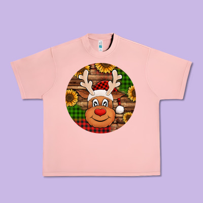 Cute Reindeer Head Christmas Urban Heavy Tee Designed By Jasminsmagicworld