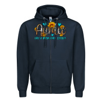 Navy auntie like a mom only cooler Zipper Hoodie - OliviaCreatesArt