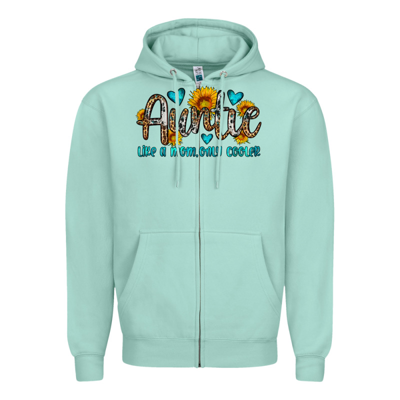 Auntie Like A Mom Only Cooler Zipper Hoodie by OliviaCreatesArt | Teevron