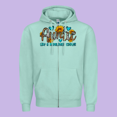 Auntie Like A Mom Only Cooler Zipper Hoodie Designed By Oliviacreatesart