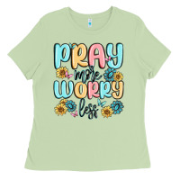 Matcha pray more worry less Ladies Tee - MaliasSmallBusiness