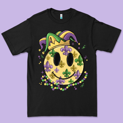 Smiley Face Mardi Gras Premium Tee Designed By Maliassmallbusiness