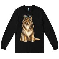 Black collie with bandanna Long Sleeve Tee - texasbilliewilder