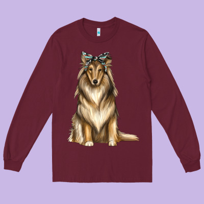 Collie With Bandanna Long Sleeve Tee Designed By Texasbilliewilder