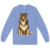 Colony Blue collie with bandanna Long Sleeve Tee - texasbilliewilder