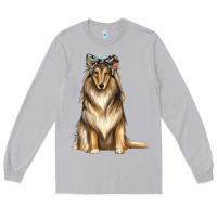 Moon Dust collie with bandanna Long Sleeve Tee - texasbilliewilder