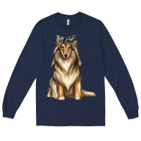 Navy collie with bandanna Long Sleeve Tee - texasbilliewilder