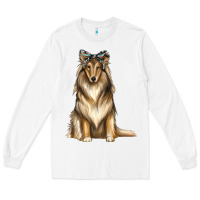 White collie with bandanna Long Sleeve Tee - texasbilliewilder