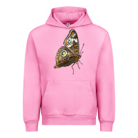 Fuchsia Pink Flying Common Buckeye Butterfly Urban Hoodie - LillyAllenDesigns