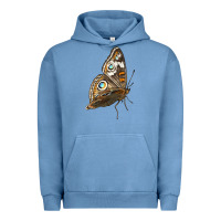 Pigment Pebble Blue Flying Common Buckeye Butterfly Urban Hoodie - LillyAllenDesigns